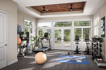 24-Hour fitness center with cardio & strength training equipment