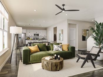 Open concept kitchen with designated dining area