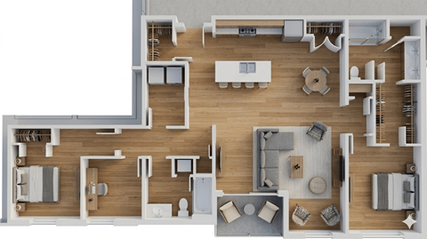 Floor plan for 2 beds, 2 baths, 1450 sqft