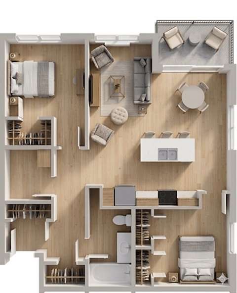 Floor plan for 2 beds, 1 bath, 920 sqft