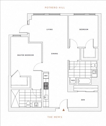 Floor plan for 2 beds, 2 baths, 1093 sqft