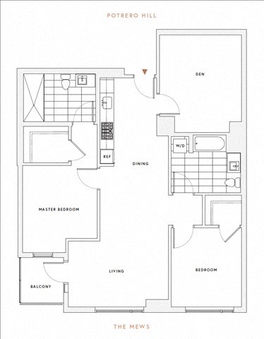 Floor plan for 2 beds, 2 baths, 1163 sqft
