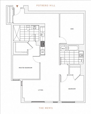 Floor plan for 2 beds, 2 baths, 1309 sqft