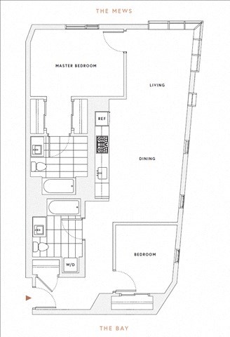 Floor plan for 2 beds, 2 baths, 905 sqft