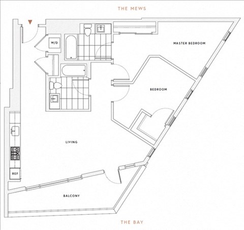 Floor plan for 2 beds, 2 baths, 933 sqft