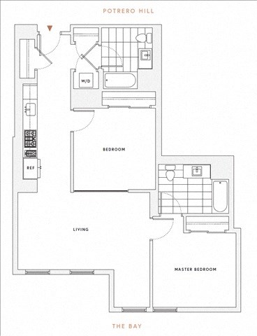Floor plan for 2 beds, 2 baths, 1106 sqft
