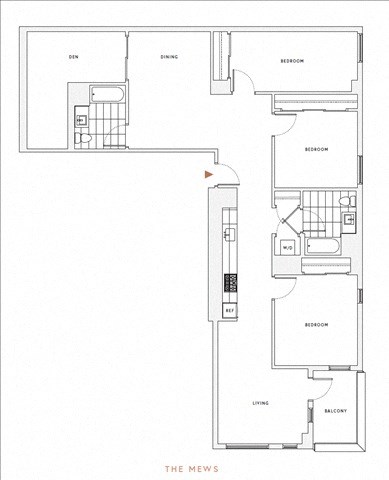 Floor plan for 3 beds, 2 baths, 1481 sqft