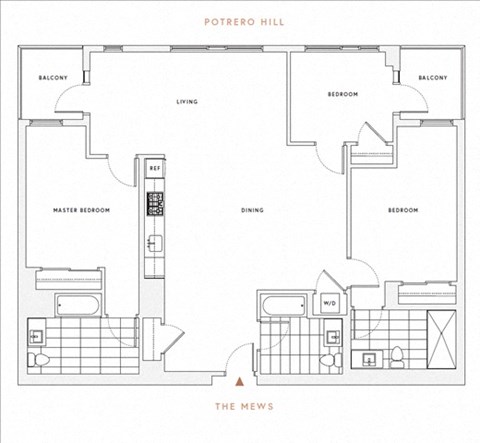 Floor plan for 3 beds, 3 baths, 1501 sqft