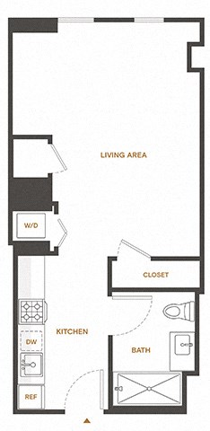 Floor plan for studio, 1 bath, 467 sqft