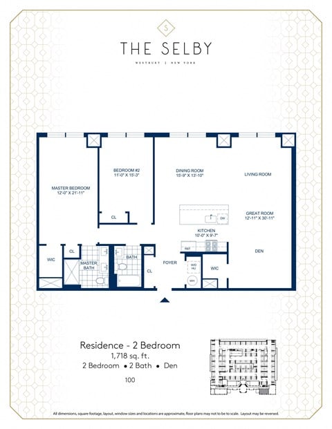 Floor plan for 2 beds, 2 baths