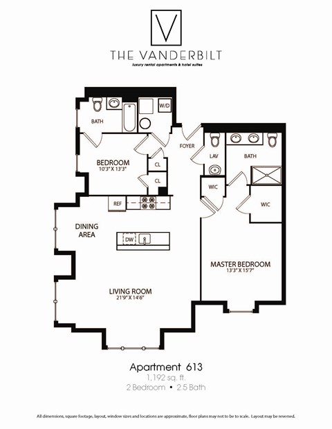 Floor plan for 2 beds, 2.5 baths, 1242 sqft