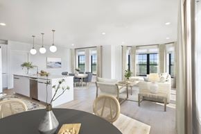 Westbury apartment for rent - A modern dining room with a table set for four.