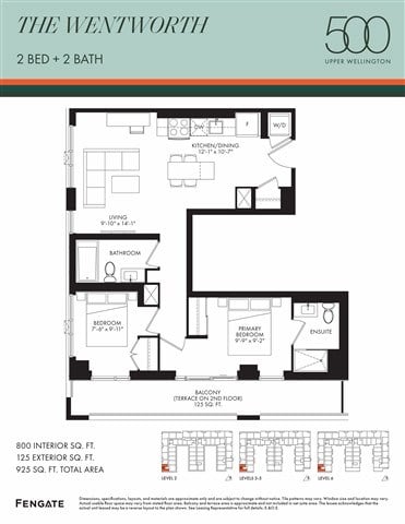 Floor plan for 2 beds, 2 baths, 800 sqft