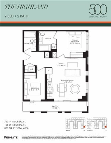 Floor plan for 2 beds, 1 bath, 750 sqft