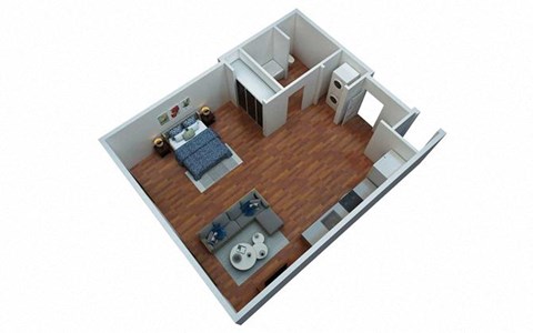 Floor plan for studio, 1 bath, 600 sqft