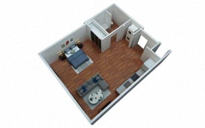 Floor plan for studio, 1 bath, 568 sqft
