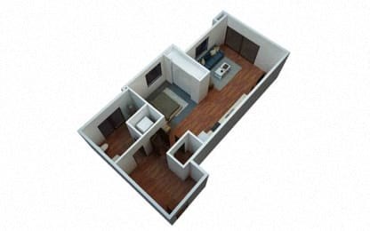 Floor plan for studio, 1 bath, 532 sqft