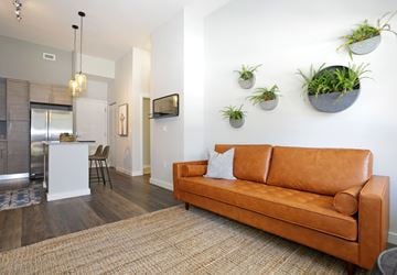 Fort Lauderdale apartment for rent - A living room with a brown couch and a white wall.