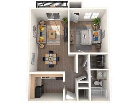 Floor plan for 1 bed, 1 bath, 816 sqft