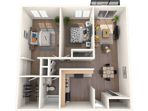 Floor plan for 2 beds, 1 bath, 1190 sqft