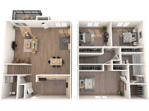 Floor plan for 3 beds, 2.5 baths, 1900 sqft