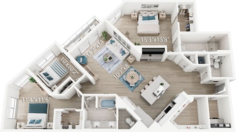 Floor plan for 3 beds, 2.5 baths, 1818 sqft
