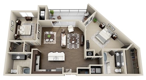 Floor plan for 2 beds, 2 baths, 1470 sqft