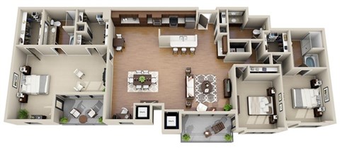 Floor plan for 3 beds, 2.5 baths, 2565 sqft