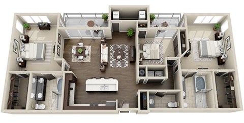 Floor plan for 3 beds, 2.5 baths, 1862 sqft