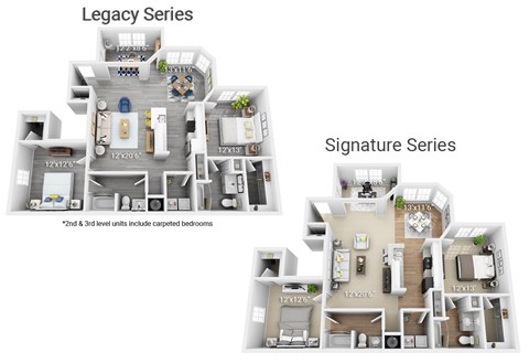Floor plan for 2 beds, 2 baths, 1396 sqft