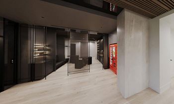 Gallery with café-style seating and market pantry
