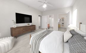 Streetsboro apartment for rent - Large main bedroom with private bath, expansive closet, ceiling fan and overhead lighting