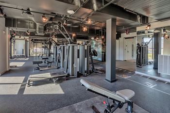 Fitness studio with lockers & mini refrigerators