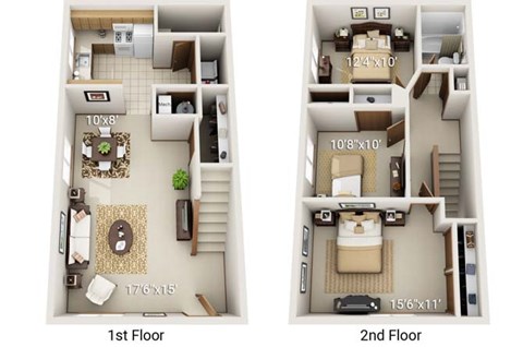 Floor plan for 3 beds, 1.5 baths, 1250 sqft