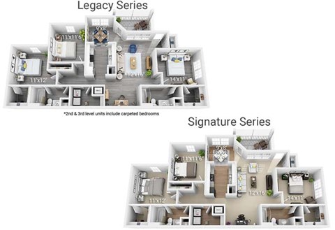 Floor plan for 3 beds, 2 baths, 1473 sqft