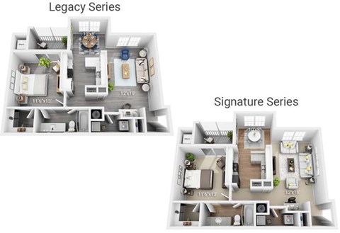 Floor plan for 1 bed, 1 bath, 903 sqft