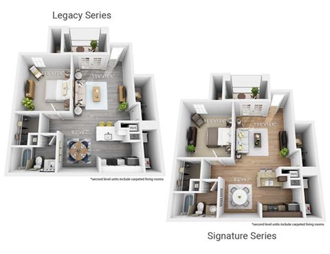 Floor plan for 1 bed, 1 bath, 885 sqft