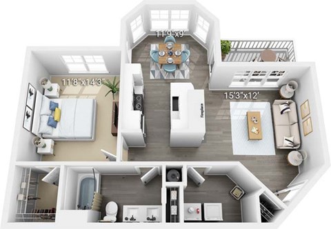 Floor plan for 1 bed, 1 bath, 816 sqft