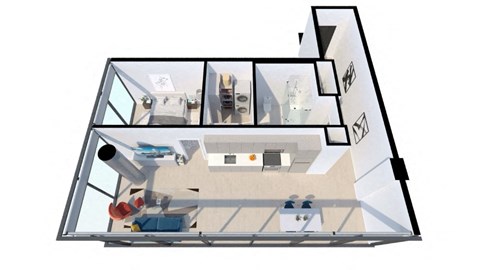 Floor plan for 1 bed, 1 bath, 784 sqft
