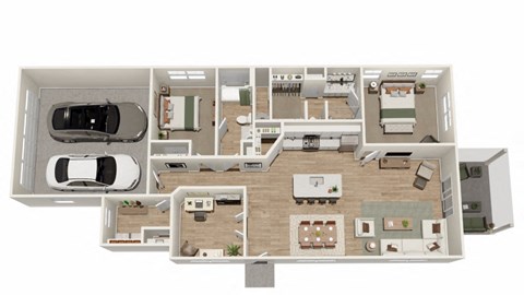 Floor plan for 2 beds, 2 baths, 1366 sqft