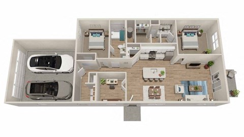 Floor plan for 2 beds, 2 baths, 1322 sqft