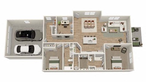 Floor plan for 2 beds, 2 baths, 1322 sqft