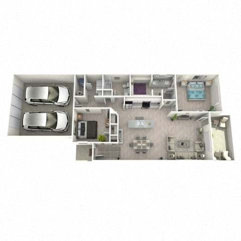 Floor plan for 2 beds, 2 baths