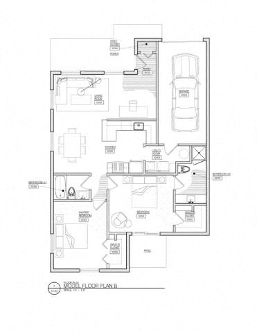 Floor plan for 2 beds, 2 baths, 1075 sqft