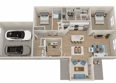 Floor plan for 2 beds, 2 baths, 1567 sqft