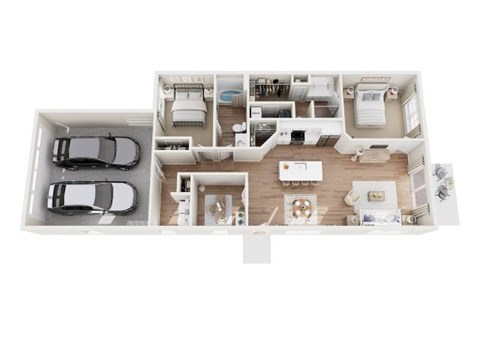 Floor plan for 2 beds, 2 baths, 1322 sqft