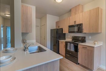 Kitchen with cabinets