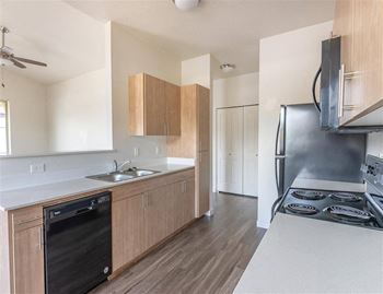 Kitchen with black appliances