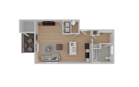 Floor plan for studio, 1 bath, 549 sqft