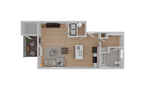 Floor plan for studio, 1 bath, 549 sqft